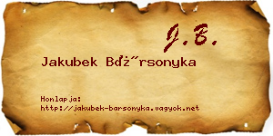 Jakubek Bársonyka névjegykártya